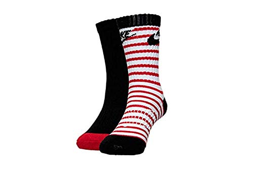 NIKE Boys Striped 2-Pack Crew Socks Size 9C-13C/5-6(Sock Size)2