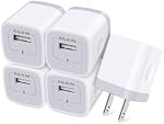 AILKIN USB Charger Wall Plug, [5Pack-1Port] Fast Charging Outlet AC Power Adapter Block Cube for iPhone, iPad, Samsung, Camera, Android or Type C Phones & Tablets Charge Multiple USB Hub Station Base