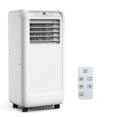 8,000 BTU Portable Air Conditioner, Cools Up To 350 Sq.Ft, Auto Swing, 3 Fan Speeds, Dehumidifier, with Remote Control & Window Kit