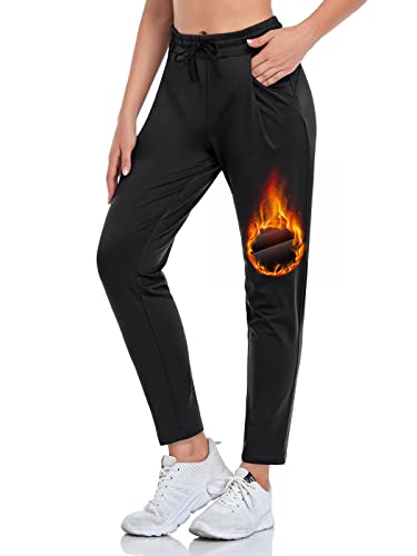 Vutru Women Winter Fleece Lined Open Botton Pants Sweatpants Joggers Pants Workout Lounge Pants Running Track Pants Pocket #TOP26