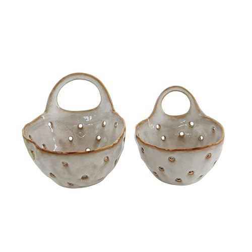 Creative Co-Op CCO-DA7705 Set Of 2 Cream Stoneware Colanders thumb #9