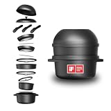 CuliStack® Ultimate Topf und Pfannenset 16-teilig Induktion, Abnehmbarer Griff, Stapelbar, Platzsparend, Backofenfest, PFAS-frei, Antihaftbeschichtung, Glasdeckel mit Schüttrand, Kochgeschirr, Schwarz
