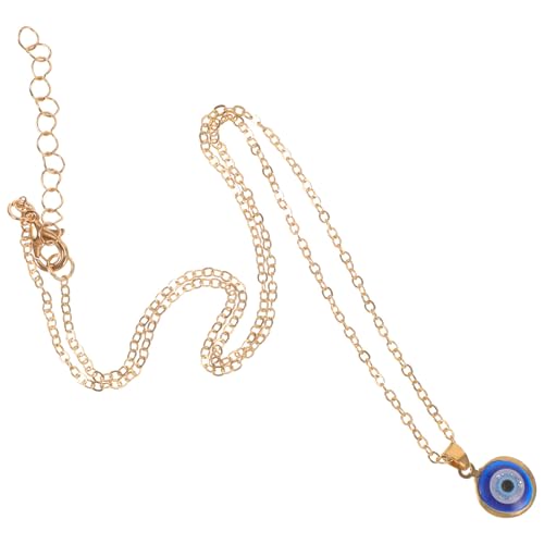 GALPADA Collar Colgante Amuleto de Ojo Turco Azul Borde Dorado, Gargantilla de Protección contra Mal de Ojo para Mujer, Cadena de Cuello Estilo Turco, Accesorio de Joyería Femenina