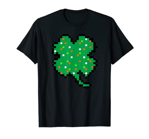 Camisa del día de San Patricio Gamer Pixel Shamrock Regalo- Bandera irlandesa Camiseta
