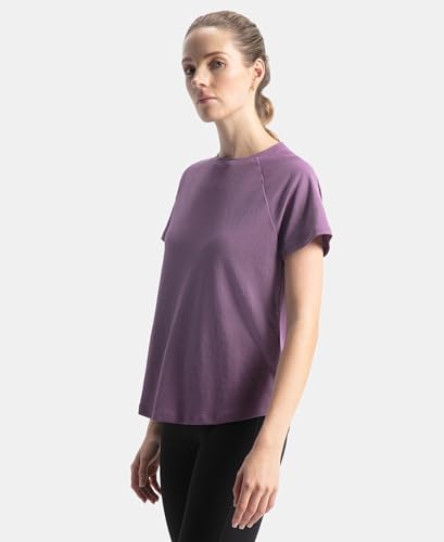 Image of Jockey Women's MW73 Polyester Fabric Relaxed Fit Half Sleeve Breathable Mesh Active Wear T-Shirt
