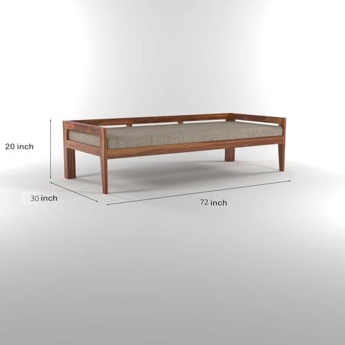 Image of Solid Sheesham Wood Sofa 3 Seater Sofa Diwan Bed for Home Living Room Wooden Couch Diwan Sofa Sheet Without Small Pillow for Living Room and Office (Honey)