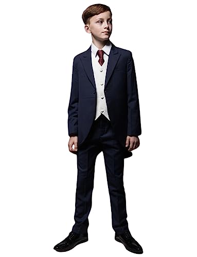 Costume tailcoat garçon trois pièces avec tuxedo à revers pour banquets élégants