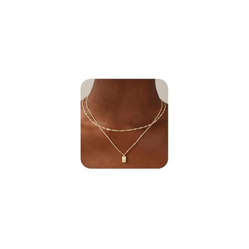 M MOOHAM Gifts for Women Mom Wife Her - Dainty Layered Initial Necklaces14K-Gold-Plated...