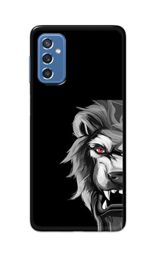Image of PRINTFIDAA Plastic Printed Hard Back Cover Case For Samsung Galaxy M52 5G Back Cover (Angry Lion) -112, Multi