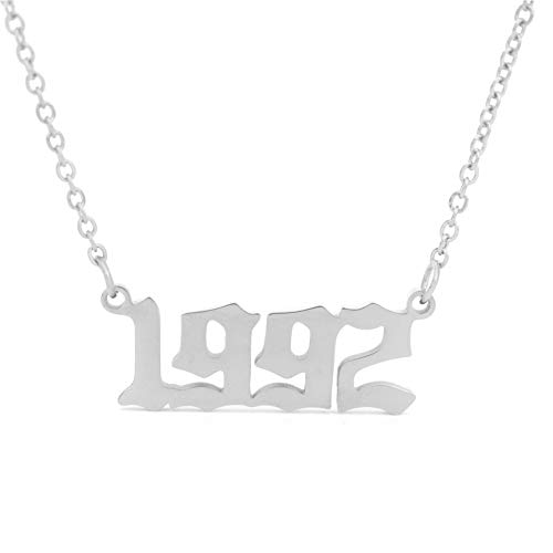 Hutinice Birth Year Necklace,Year 1992 Charm Choker Chain 18K Gold Necklace For Women Number Pendant Friendship Birthday Gift #TOP15