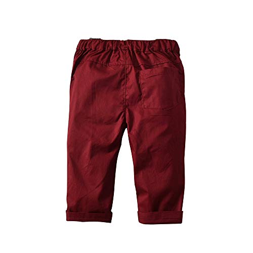 Bufffun Boys Formal Outfit Suit, Toddler Boys 3Pcs Clothing Set Long Sleeve Bowtie Shirt+Vest+Pants Casual Suit Wine Red 0-4T (Wine Red, 6-12 Months) #TOP7