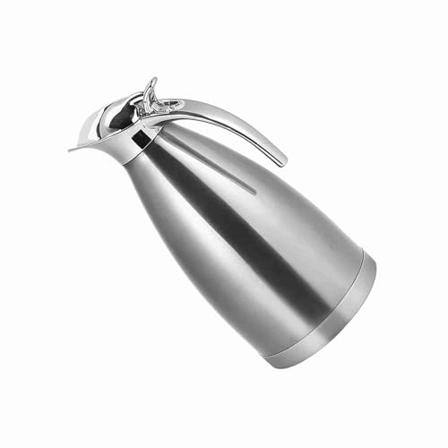 ZASCHMOY Edelstahl -Kaffeekanne mit Doppelwanddesign | 1,5L Vakuum Isoliertes - | Silber Isolierte Kaffeetöpfe für Heiße und Kalte Getränke (2L)