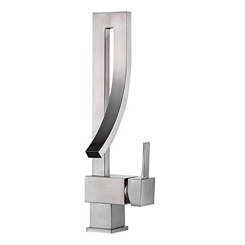 Mitigeur de lavabo cascade en laiton brossé pour eau chaude et froide