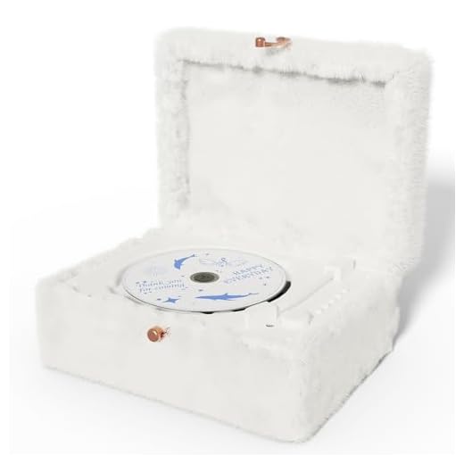 Plush White CD Player with Bluetooth, Wireless Remote Control, Supports CD Playback and Bluetooth Streaming