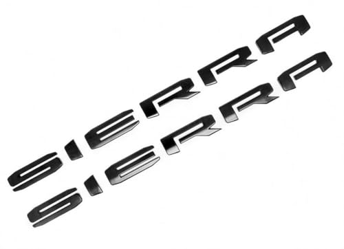 Image of 4pack 2019-2026 Big Sierra Emblem Door Rear Nameplate with SLT Badge Replacement for Sierra 1500 2500HD 3500HD 84287337 (Gloss All Black)