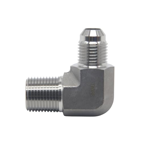 Image of HFS(R) 3 /8 inch Male NPT to 3 /8 inch Male JIC Elbow 90 Flare Pipe Fitting 304 Stainless Steel (3 /8 inch MNPT x 3 /8 inch MJIC)