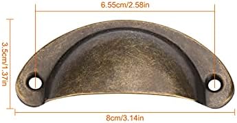 16 Pcs Vintage Shell Cup Drawer Handle Retro Pull Handles Semicircle Metal Pull Handle Half Moon Closet Door Drawer Knob Antique Bronze Furniture Knobs for Cupboard Cabinet Home Office Kitchen