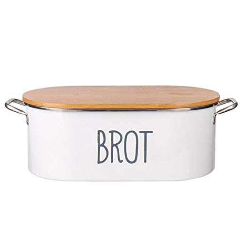 Küche Brotkästen Brot Box Metall, Staubdichter Bambusdeckel, Malprozess, Metallgriff Arc Design, Aufbewahrungsbox Für Lebensmittel Snacks Cover