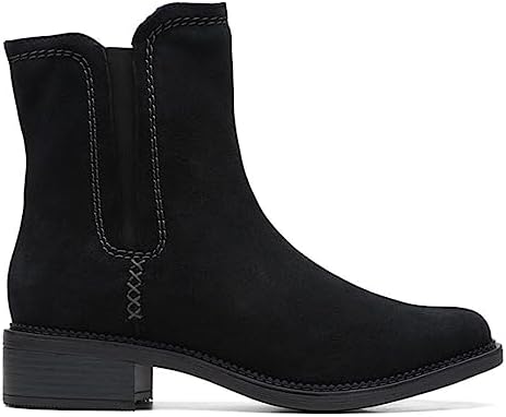 Clarks Women's Maye Zip Mid Calf Boot, Black Suede, 8 | Image 1