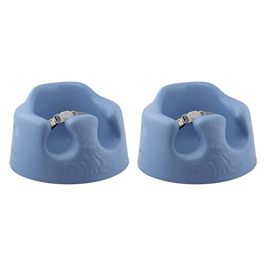 Bumbo Baby Infant Soft Foam Comfortable Floor Booster Seat Supportive Chair with 3 Point Adjustable Safety Buckle Strap Harness, Powder Blue (2 Pack)