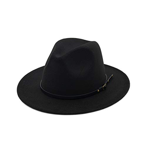 OverDose Damen Filzhut Damen/Herren | Wintermütze | Outdoorhut zerquetschbar | Reisender Hut Sommer/Winter Outback Hut Panama Hut breiter Krempe Frauen Gürtelschnalle Fedora Hut
