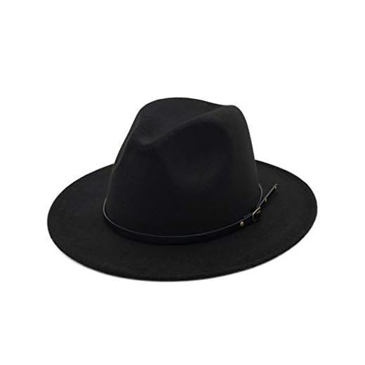 OverDose Damen Filzhut Damen/Herren | Wintermütze | Outdoorhut zerquetschbar | Reisender Hut Sommer/Winter Outback Hut Panama Hut breiter Krempe Frauen Gürtelschnalle Fedora Hut