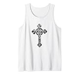 Croce cristiana floreale vintage con design a cuore.