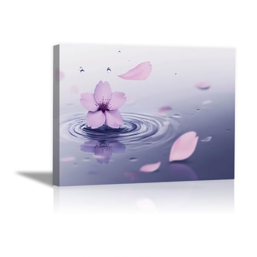 Toile fleur cerisier violet 60x90cm pour illuminer un salon sombre