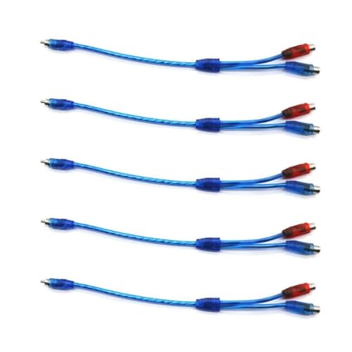 Divisor RCA 1 macho a 2 hembras en paquete de 5 adaptadores para audio de coche