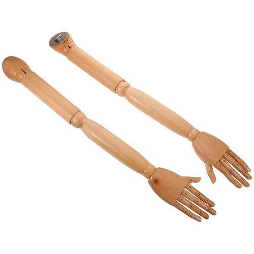 Brazo de maniquí flexible con dedos articulados de madera maciza natural 2