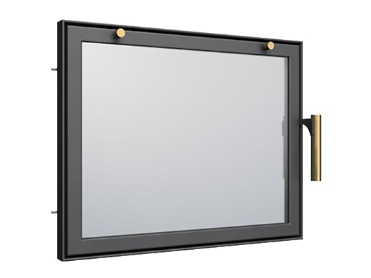 Puerta de horno de chimenea con vidrio para hornos de pizza y acero para calderas. Apertura: izquierda | Tirador a la derecha. Ventana grande. Accesorios de oro. Model D3. (75x55cm)