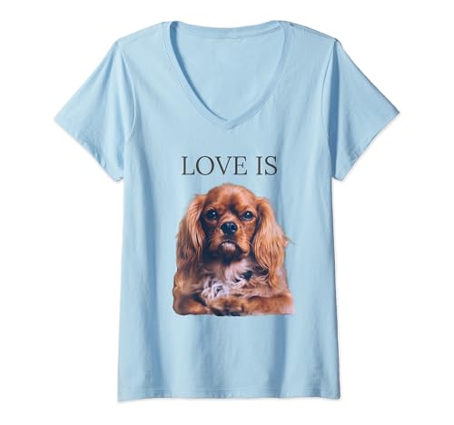 Donna Cavalier King Charles Spaniel Shirt Men Women Dog Mom Dad Maglietta con Collo a V