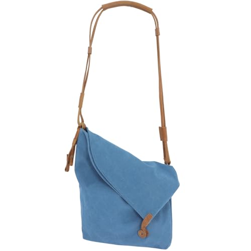 Bolso mensajero lona retro azul con asa cruzada totalmente ajustable