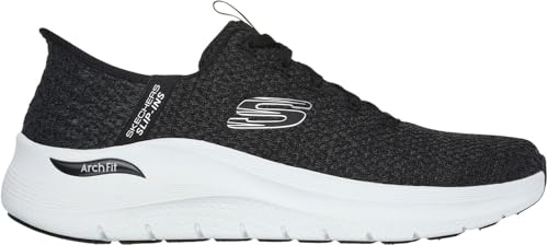 Skechers Men's Slip-ins Arch Fit 2.0 Look Ahead Shoes, Black/White, 10.5 M US4