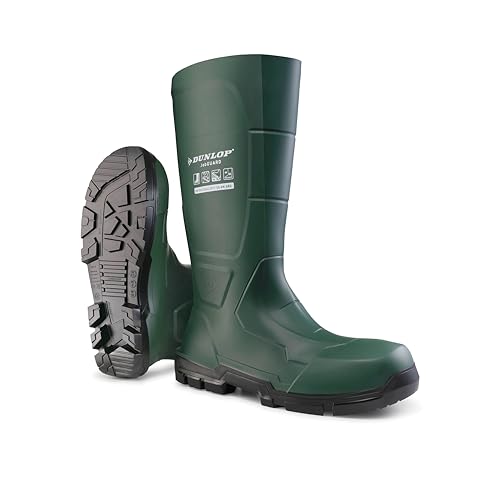 DUNLOP Protective Footwear, Acifort JobGUARD full safety, 100% Waterproof, Polyblend PVC Material, Steel toe, Rubber Boots, UNISEX, Green, Size 5-15