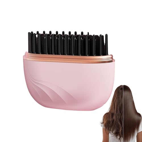 Image of Mini Straightener, 2-in-1 Cordless Hair Straightener Comb,Rechargeable Portable Hair Straightener Brush, 3-Speed Temperature Control, Anti-Scald Shell, Lightweight & Portable Travel (Pink)
