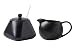 RockTrend Black Simple Ceramic Coffee Serving Set, Creamer Pitcher and Sugar Bowl Set