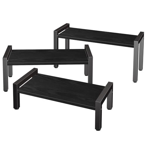 LAIDUOLEOE Wood Risers Display Stands, 3 Tier Stepped Display Shelf for Perfume Collectibles, Buffet Risers Tiered Tray Stand & Serving Tray for Food Desserts Vendor Events Party Decor