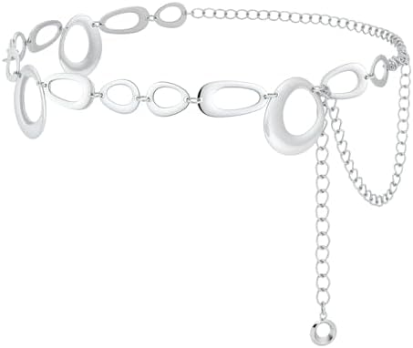 SANSTHS Chain Belts for Women Fashion Gold/Silver Waist Chains Belt for Dresses Clunky Link Metal Ladies Belt,silver,S