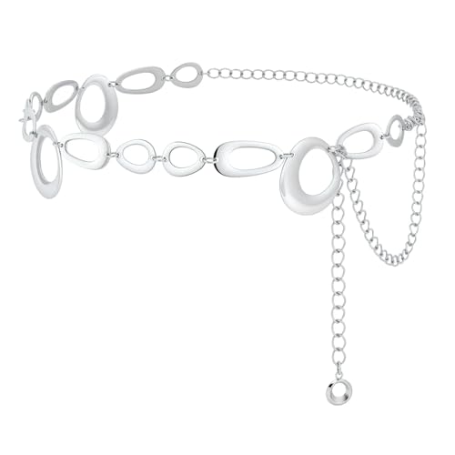 SANSTHS Chain Belts for Women Fashion Gold/Silver Chains Belt for Dresses Clunky Link Ladies Belt