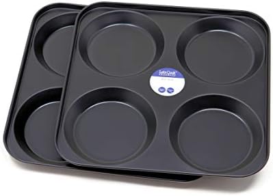 4 Cup Yorkshire Pudding Tray Twin Pack, British Made with PFOA & BPA Free Non Stick by Lets Cook Cookware