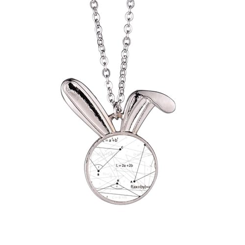 Collier lapin formule mathématique gris pendentif pour style universitaire