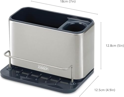 Joseph Joseph Surface Stainless-Steel Caddy Sink Area Organiser, Sponge Holder - Silver, 12