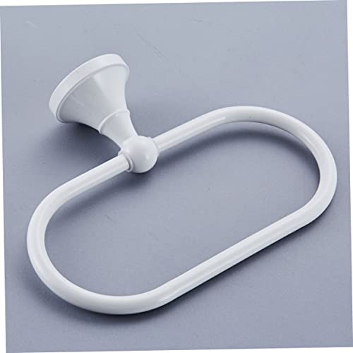 Hemoton 21XMX3N4298G002L63ZNA2KK Bathroom Towel Hooks Towel Holder Ring Ceramic Bathroom Wash Cloth -Mounted White Towel Bar Black Washcloth White Decor Hand White Towels Wall Mount Towel Ring Hanging Ring Simple thumb #8