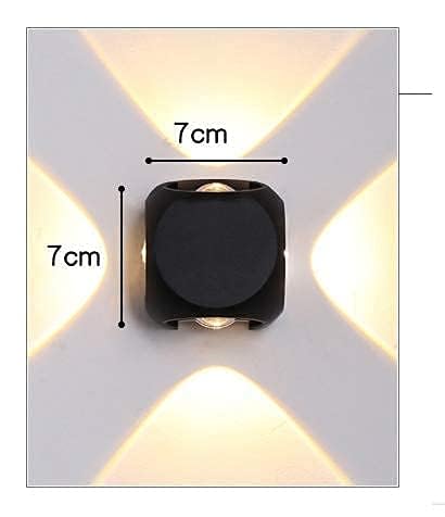 Image of blissbells Modern 4W LED Wall Light with Up & Down Light Effect | Black Aluminum Decorative Wall Lamp for Living Room, Bedroom, Hall & Staircase (4 Way Warm)