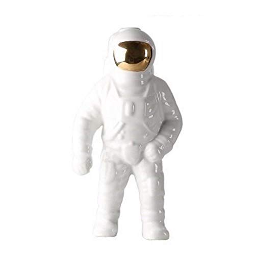 FUYIO Gold Space Man Sculpture Astronaut Fashion Vase Creative Modern Ceramic Cosmonaut Ornament Model Garden Statue Home Decorations,White,S