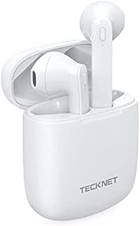 TECKNET Wireless Earbuds, True Bluetooth 5.0 Headphones Headset With 4 Microphones and Noise Reduction, 40H Playtime, IPX7 Waterproof, Charging Case for Work, Travel