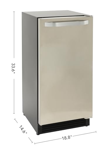 Image of DUURA DIM25C Crescent Ice Maker Front-Venting for Indoor Built-in Undercounter Use, Shallow Depth, 15-Inches Wide, 25-Lbs., Metallic