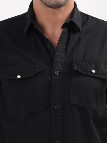 Image of Premium Men Plain Shirt Full Sleeve | Button Down Collar RFD Lightweight Fabric | Regular Fit Casual Wear Shirt with Double Pocket Design