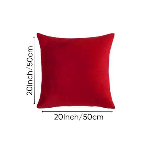Image of Amazon Brand - Umi Velvet Decorative Cushion Cover 20x20 Inch - Set of 5, Soft Solid Square Throw Pillow Covers for Sofa, Living Room or Home Decor - 50x50 cm in Red Color